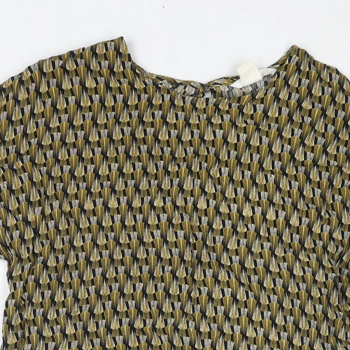 H&M Womens Multicoloured Geometric Viscose Basic Blouse Size 8 Round Neck