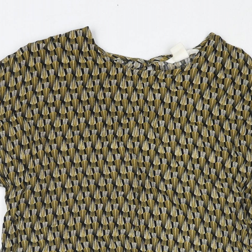 H&M Womens Multicoloured Geometric Viscose Basic Blouse Size 8 Round Neck