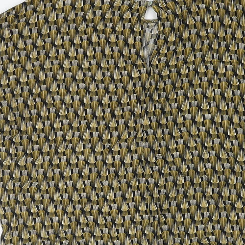 H&M Womens Multicoloured Geometric Viscose Basic Blouse Size 8 Round Neck