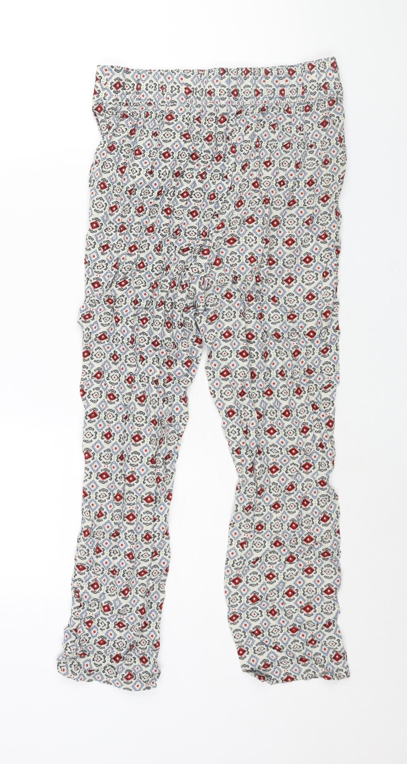Marks and Spencer Womens Multicoloured Geometric Viscose Harem Trousers Size 8 L25 in Regular