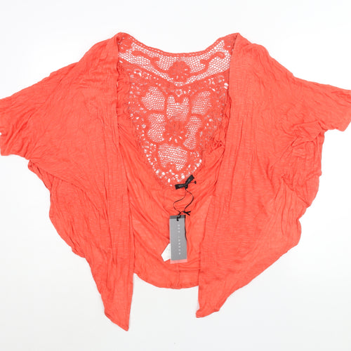 QED London Womens Pink Viscose Kimono Blouse Size L V-Neck - Lace Panel