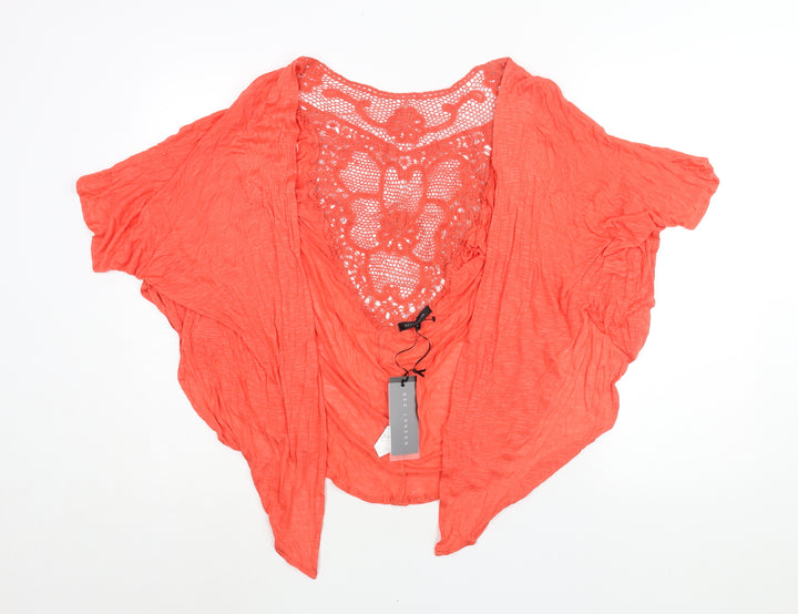 QED London Womens Pink Viscose Kimono Blouse Size L V-Neck - Lace Panel