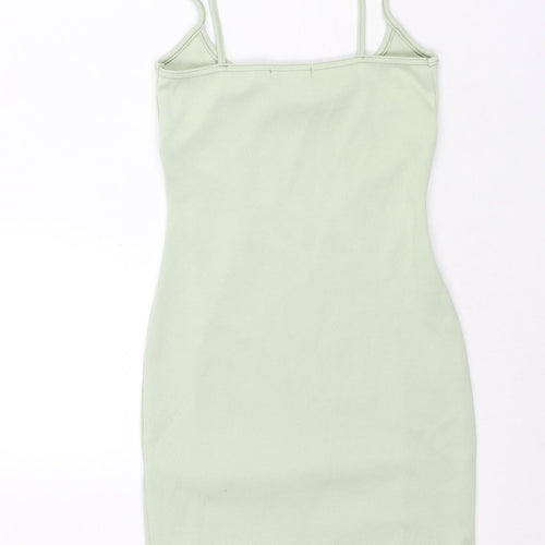 PRETTYLITTLETHING Womens Green Polyester Bodycon Size 8 Scoop Neck Pullover - Seam Detail