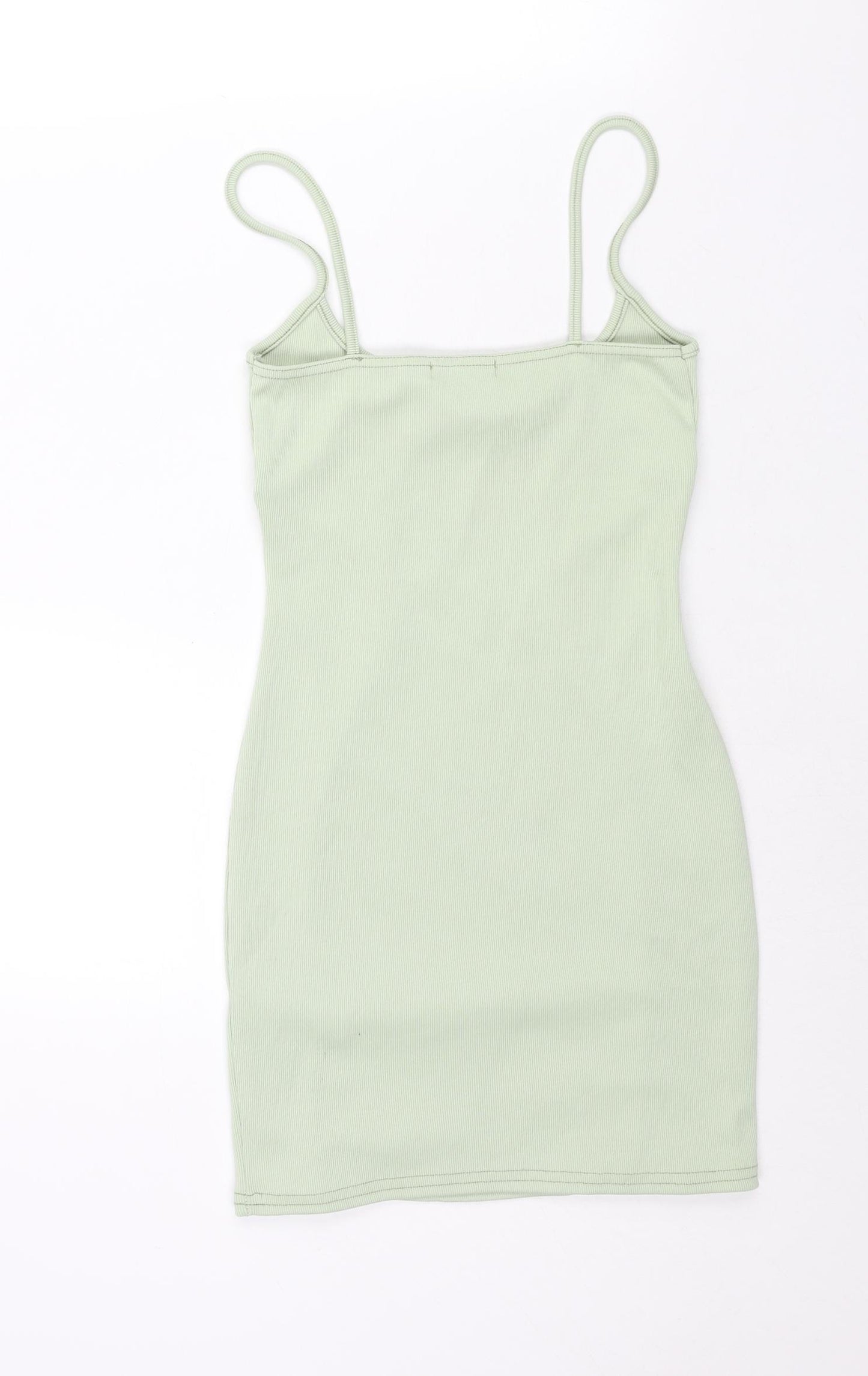PRETTYLITTLETHING Womens Green Polyester Bodycon Size 8 Scoop Neck Pullover - Seam Detail