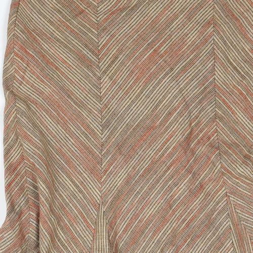 Principles Womens Brown Striped Viscose Trumpet Skirt Size 10 Zip - Asymmetric Hem