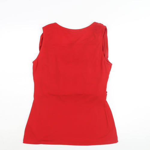 Julien Macdonald Womens Red Polyester Basic Blouse Size 14 Cowl Neck - Rouched Detail