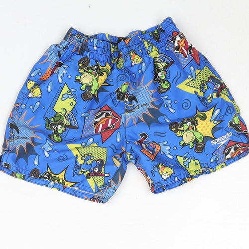 Speedo Boys Blue Geometric Polyester Sweatpants Trousers Size 18-24 Months Pullover - Cartoon Print Logo Swim Shorts