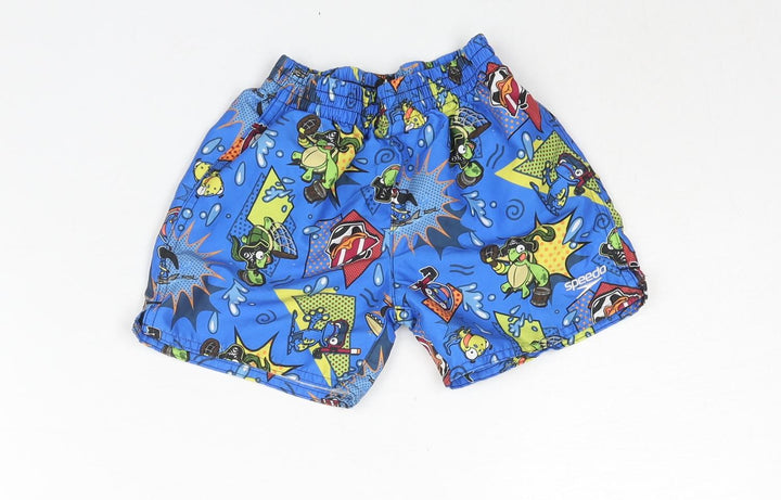 Speedo Boys Blue Geometric Polyester Sweatpants Trousers Size 18-24 Months Pullover - Cartoon Print Logo Swim Shorts