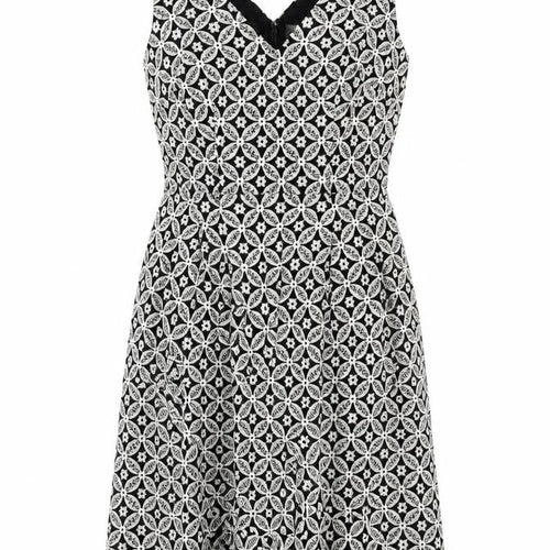 Monsoon Womens White Geometric Cotton A-Line Size 10 V-Neck Zip - Embroidered