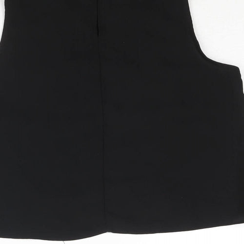 Miss Selfridge Womens Black Polyester Cropped Blouse Size 8 Round Neck - Lace Panel