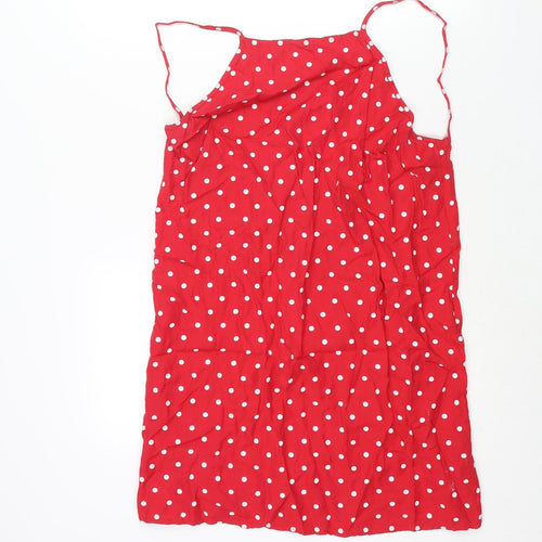 ASOS Womens Red Polka Dot Viscose Mini Size 10 Square Neck Tie