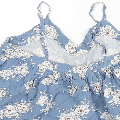 Glamorous Womens Blue Floral Polyester Camisole Blouse Size S Sweetheart - Flare