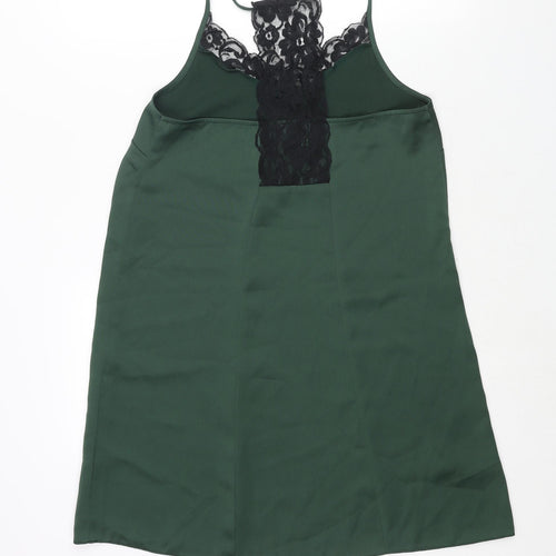 River Island Womens Green Polyester Shift Size 10 Scoop Neck Pullover - Lace Detail