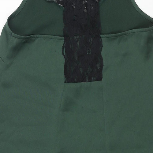 River Island Womens Green Polyester Shift Size 10 Scoop Neck Pullover - Lace Detail