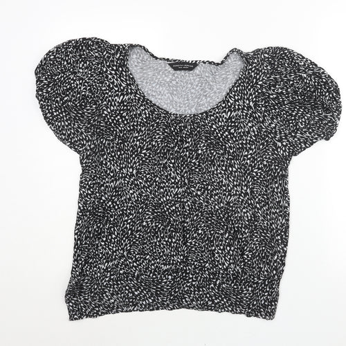 Dorothy Perkins Womens Black Geometric Viscose Basic Blouse Size 18 Round Neck