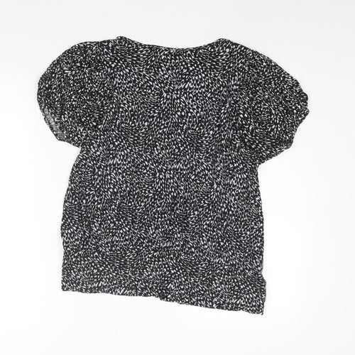 Dorothy Perkins Womens Black Geometric Viscose Basic Blouse Size 18 Round Neck