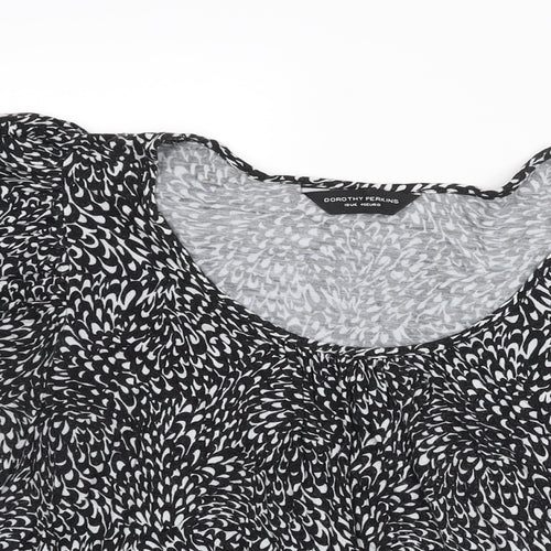 Dorothy Perkins Womens Black Geometric Viscose Basic Blouse Size 18 Round Neck