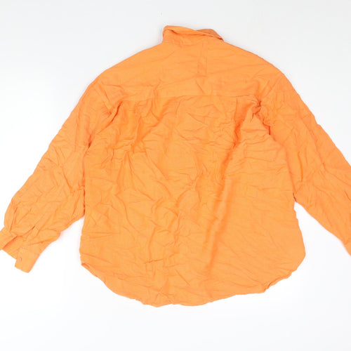 Stradivarius Womens Orange Viscose Basic Button-Up Size M Collared