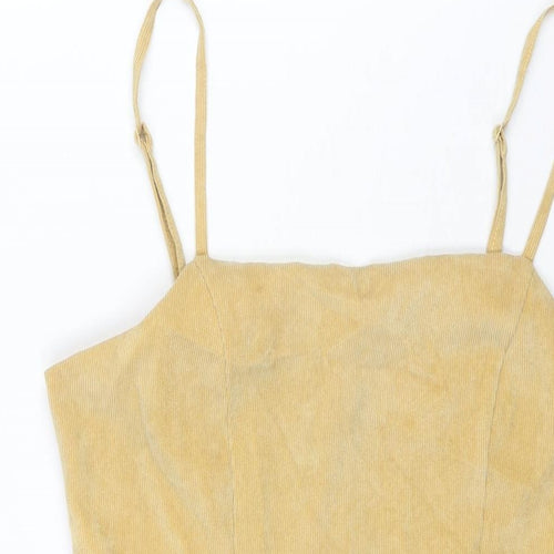 Cooperative Womens Yellow Cotton Mini Size M Square Neck Zip