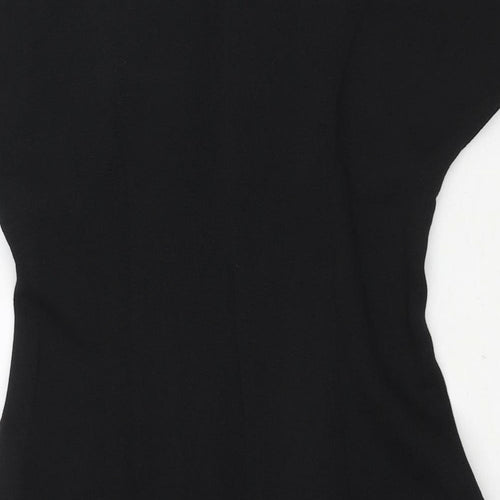 ASOS Womens Black Polyester A-Line Size 8 Round Neck Zip - Pleat Detail