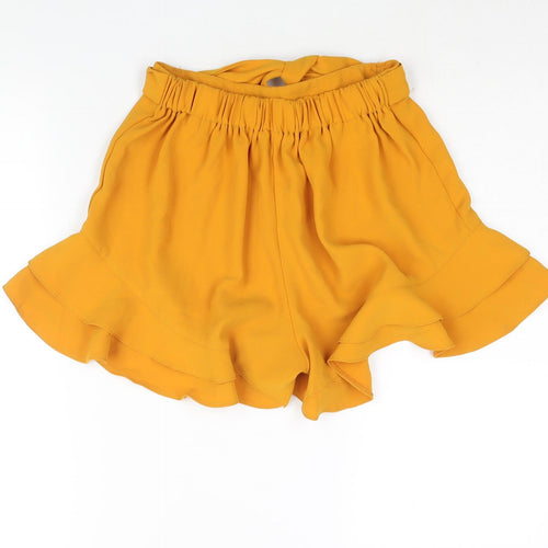 River Island Womens Yellow Polyester Basic Shorts Size 10 L3 in Regular Pull On - Belted Frill