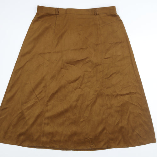 Elvie Womens Brown Polyester A-Line Skirt Size 22 Zip