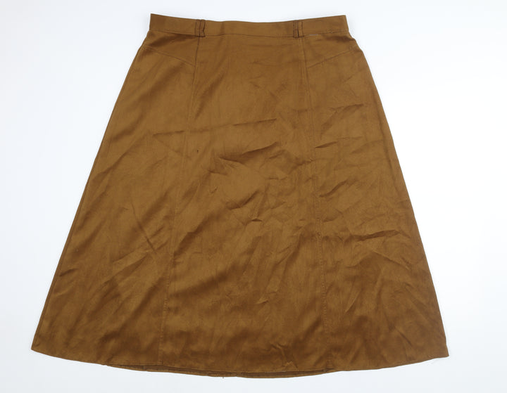 Elvie Womens Brown Polyester A-Line Skirt Size 22 Zip