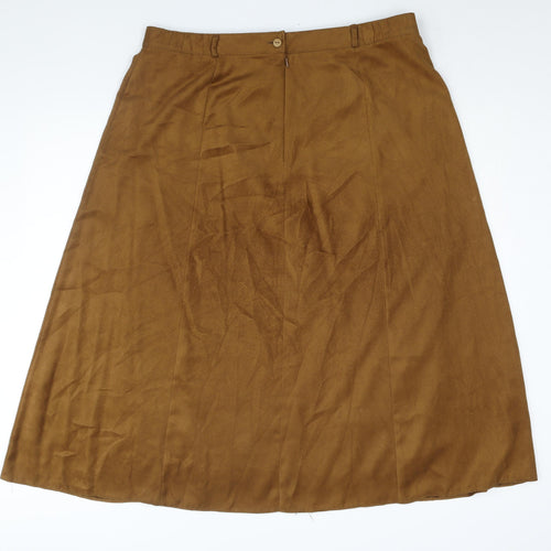 Elvie Womens Brown Polyester A-Line Skirt Size 22 Zip