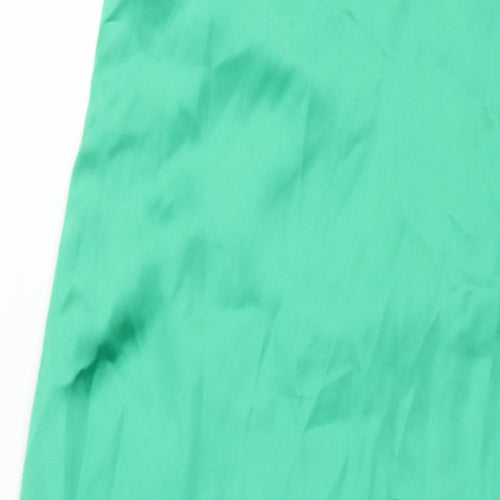 Pretty Lavish Womens Green Polyester Slip Dress Size 10 V-Neck Zip - Front Slit Rouched