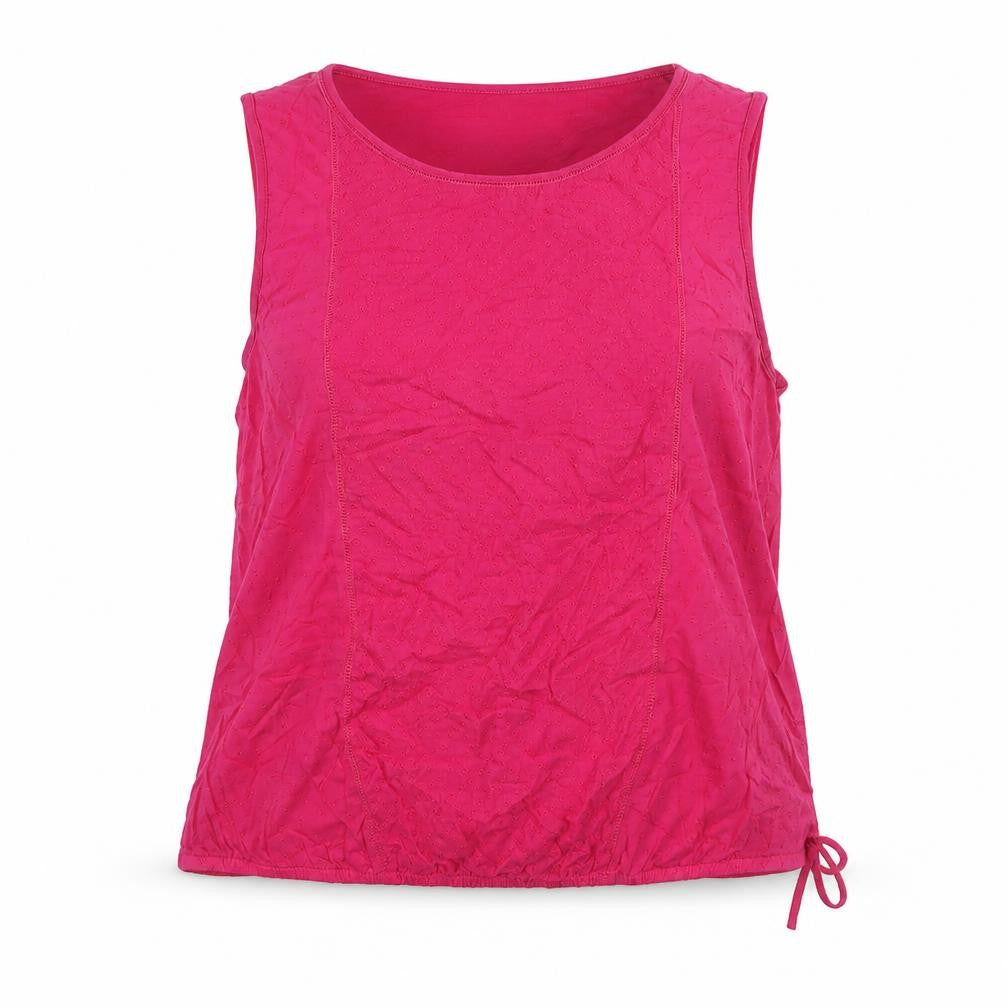 M&Co Womens Pink Cotton Camisole Blouse Size 14 Round Neck - Tie Detail Embroidered