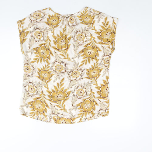 NEXT Womens Yellow Floral Polyester Basic Blouse Size 10 V-Neck