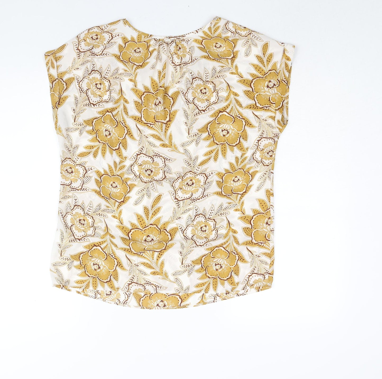 NEXT Womens Yellow Floral Polyester Basic Blouse Size 10 V-Neck