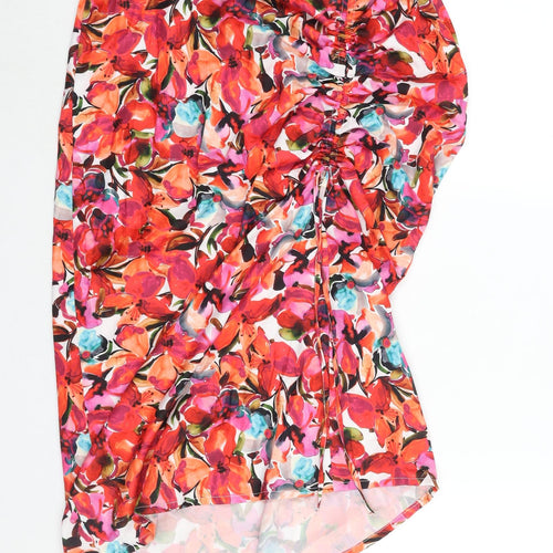 French Connection Womens Multicoloured Floral Polyester Straight & Pencil Skirt Size 10 Zip - Drawstring Detail