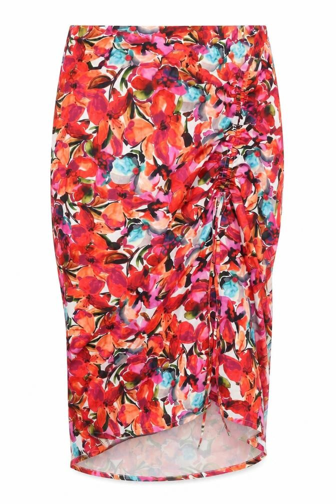 French Connection Womens Multicoloured Floral Polyester Straight & Pencil Skirt Size 10 Zip - Drawstring Detail