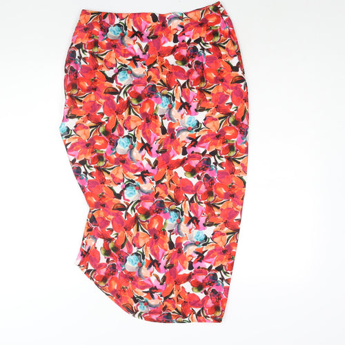 French Connection Womens Multicoloured Floral Polyester Straight & Pencil Skirt Size 10 Zip - Drawstring Detail
