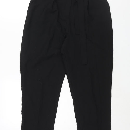 ASOS Womens Black Polyester Trousers Size 10 L28 in Regular Zip - Belted