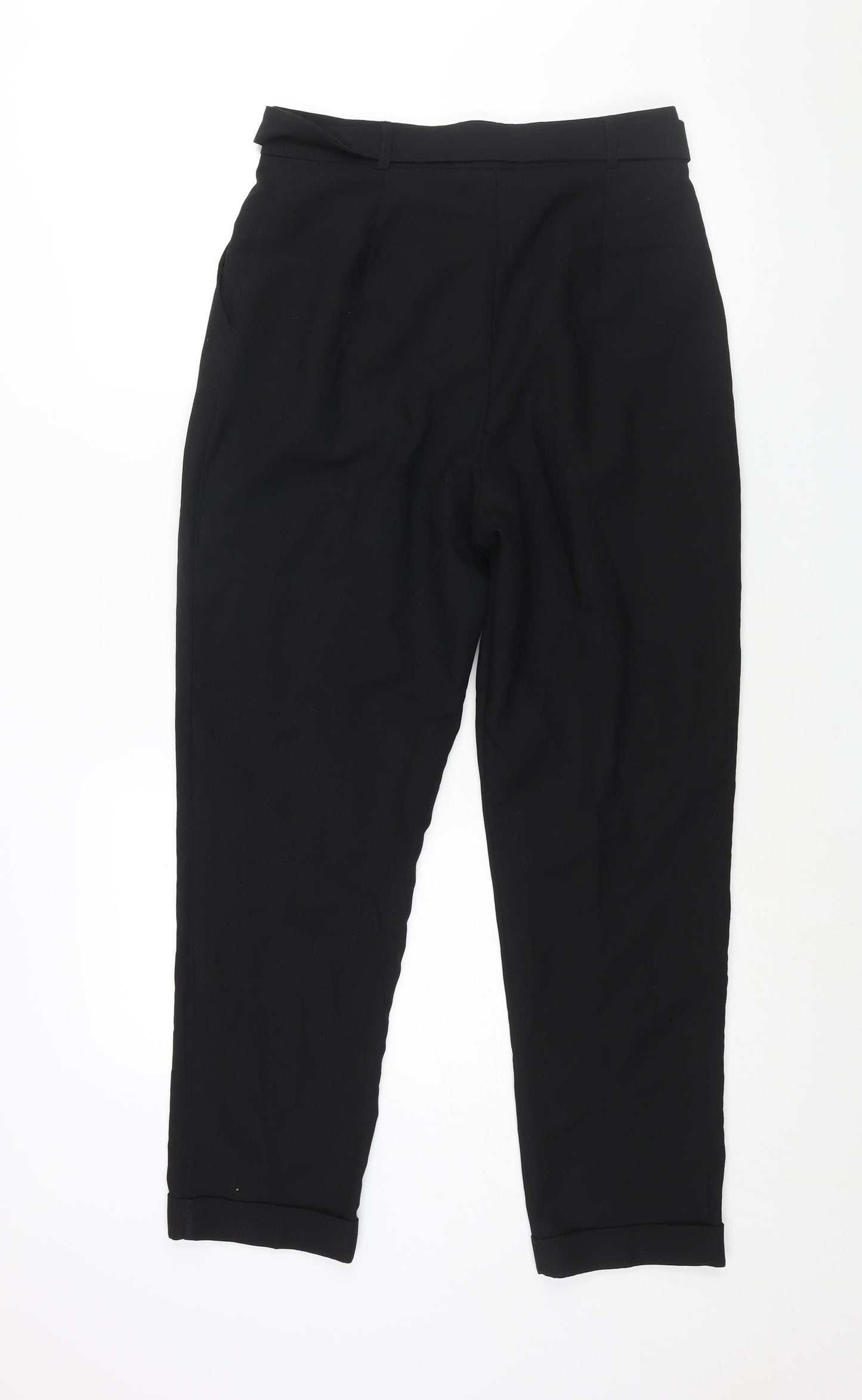 ASOS Womens Black Polyester Trousers Size 10 L28 in Regular Zip - Belted