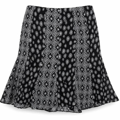 Bonmarché Womens Black Geometric Polyester Trumpet Skirt Size 18 Zip