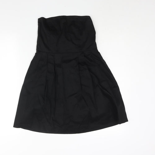 SOHO Womens Black Polyester A-Line Size 14 Square Neck Zip