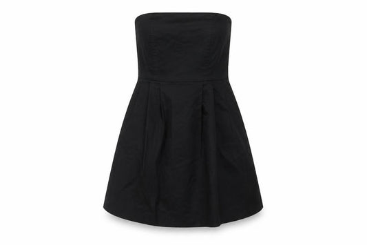 Front view of SOHO women’s black polyester a-line, size UK 14, square neck zip