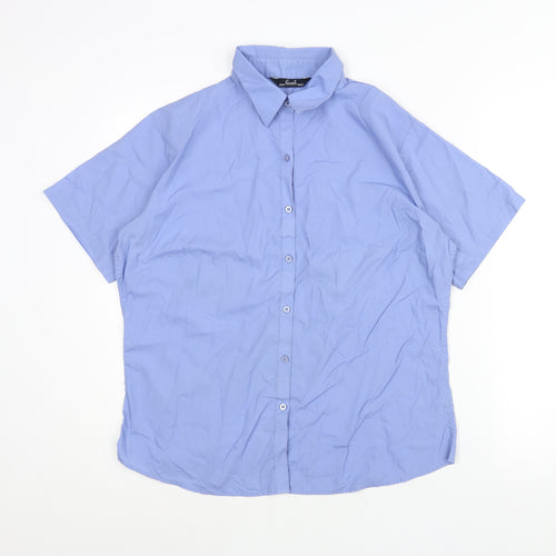 Premier Womens Blue Polyester Basic Button-Up Size 16 Collared