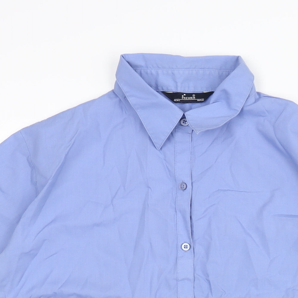 Premier Womens Blue Polyester Basic Button-Up Size 16 Collared