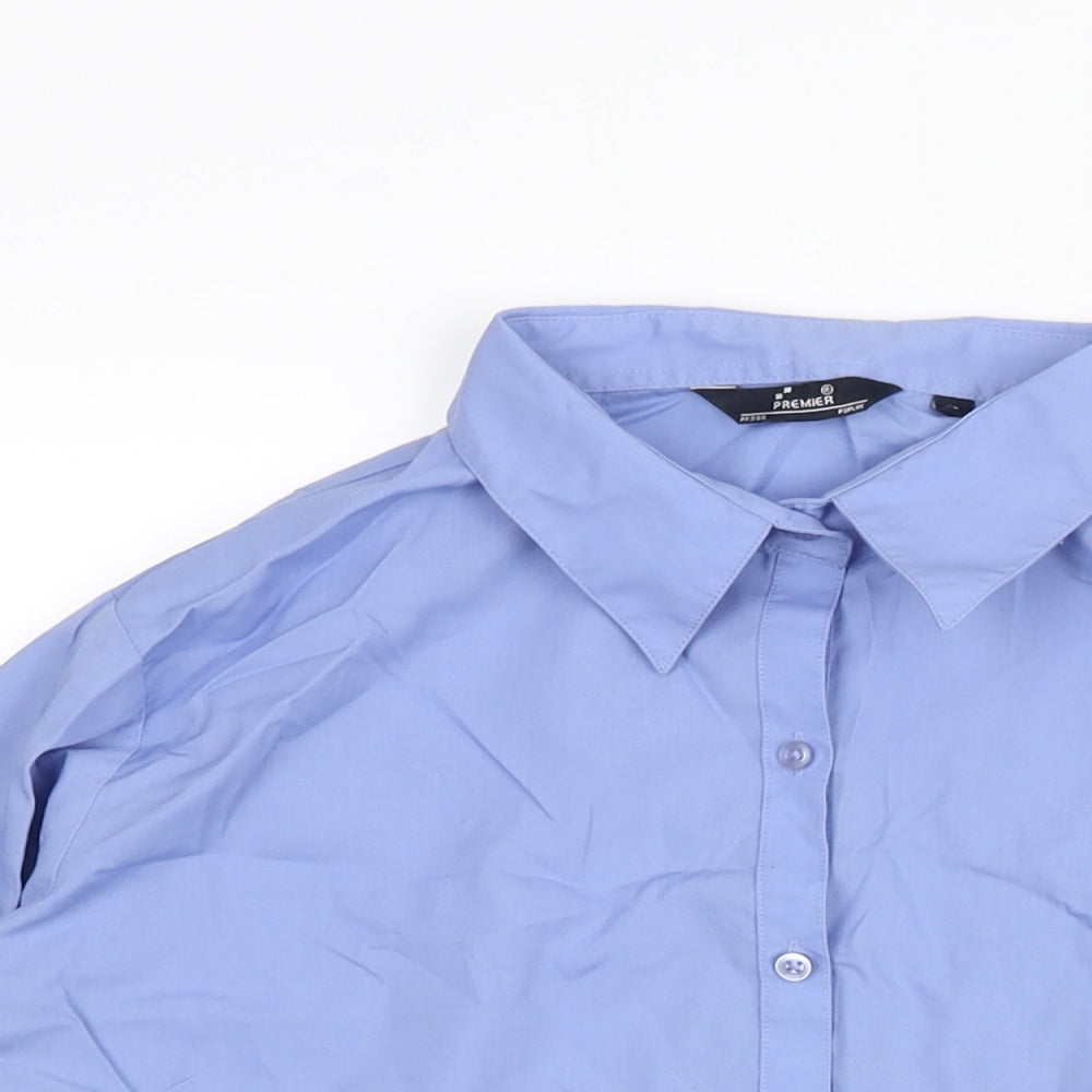 Premier Womens Blue Polyester Basic Blouse Size 16 Collared