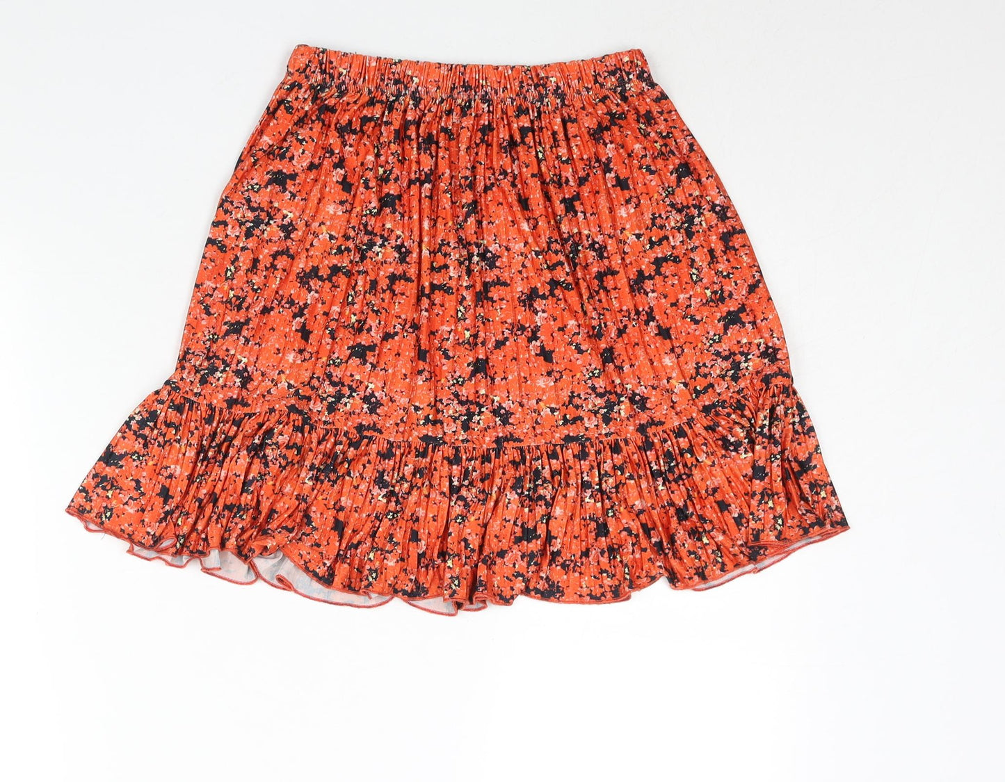 Zara Womens Red Floral Polyester A-Line Skirt Size S - Frill