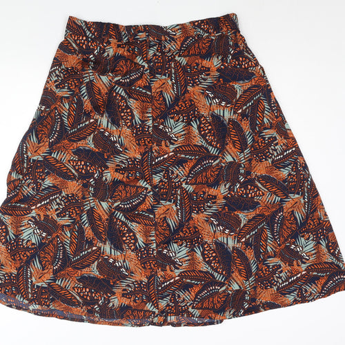 Damart Womens Multicoloured Geometric Polyester A-Line Skirt Size 20 Button - Leaf Print