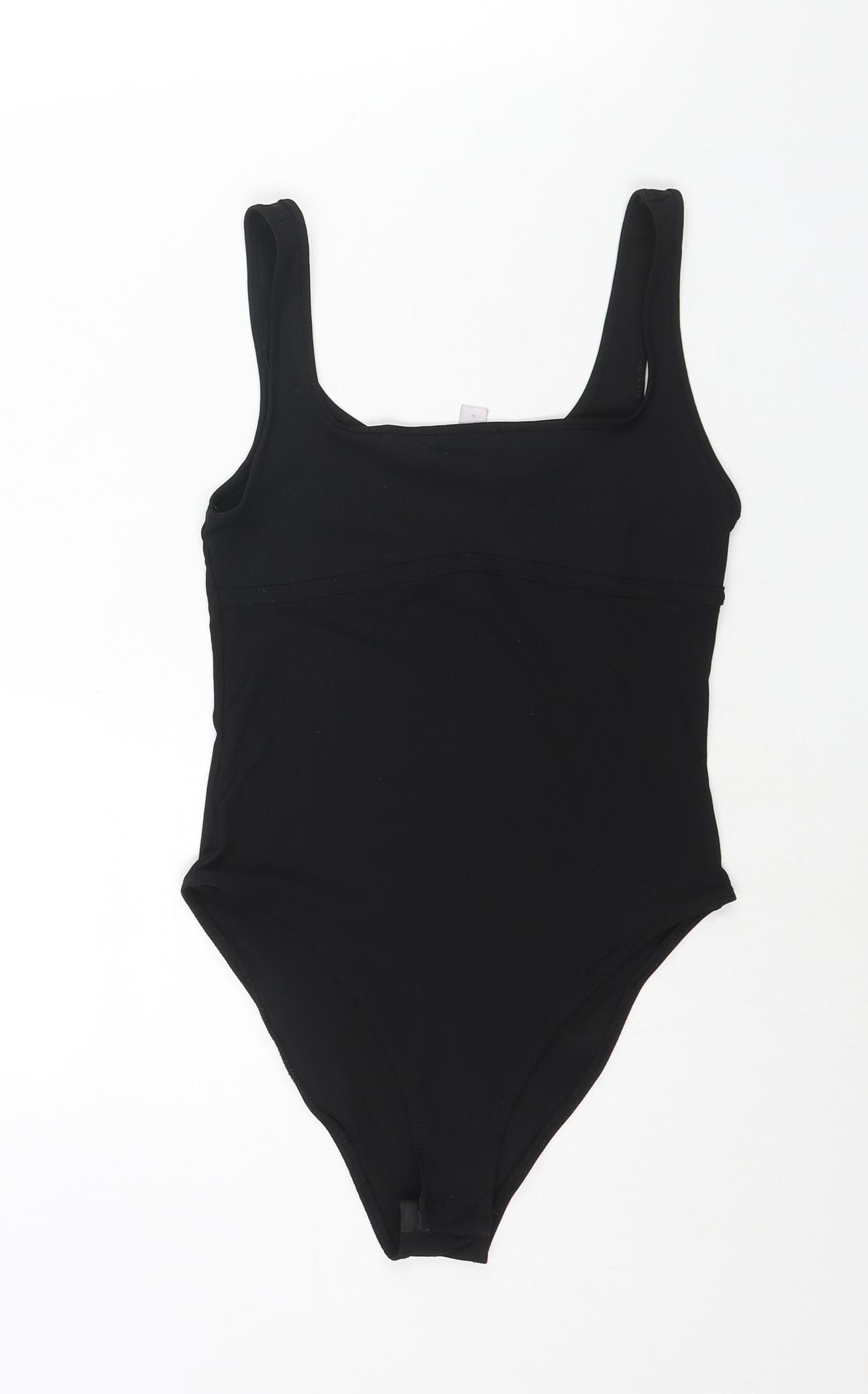 Topshop Womens Black Polyester Bodysuit One-Piece Size 8 Snap