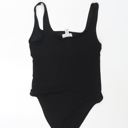 Topshop Womens Black Polyester Bodysuit One-Piece Size 8 Snap