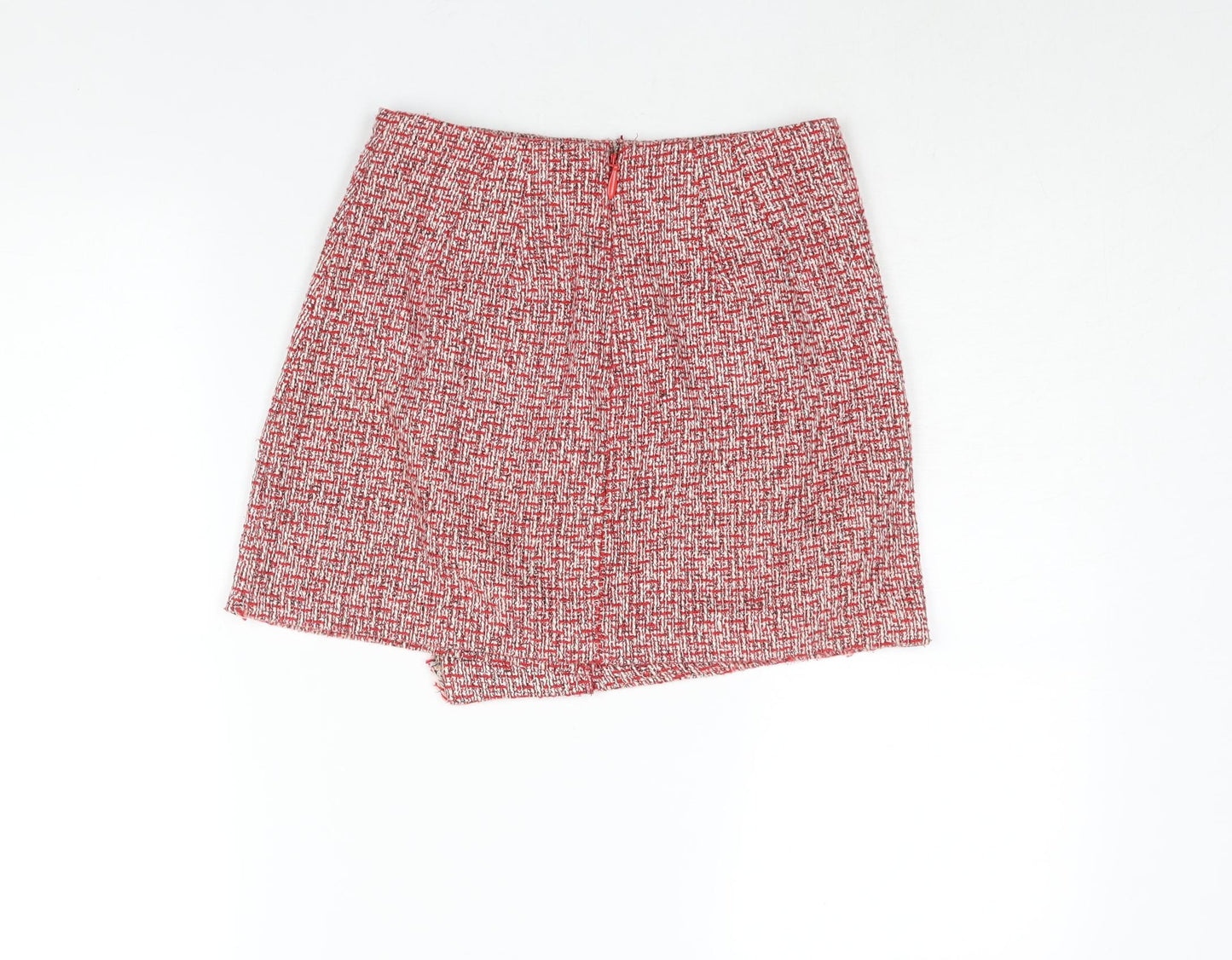 Topshop Womens Red Polyester Mini Skirt Size 8 Zip - Button Detail