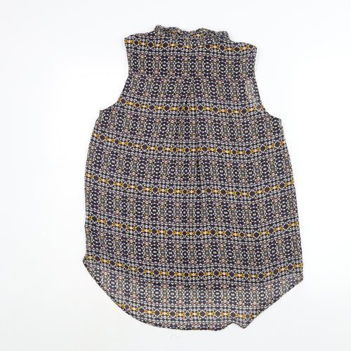 H&M Womens Multicoloured Geometric Polyester Camisole Blouse Size 8 Collared - Semi Sheer