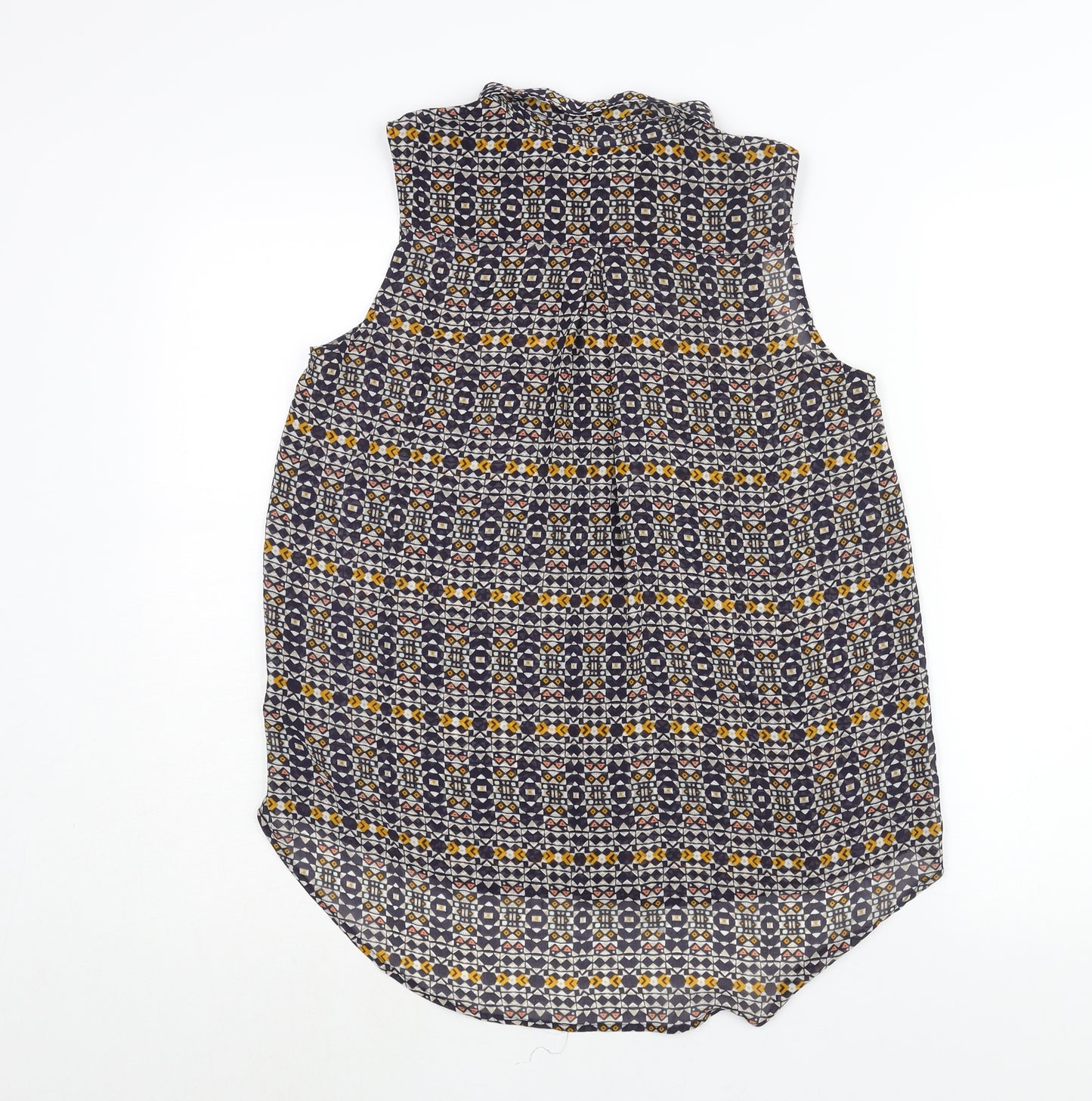 H&M Womens Multicoloured Geometric Polyester Camisole Blouse Size 8 Collared - Semi Sheer